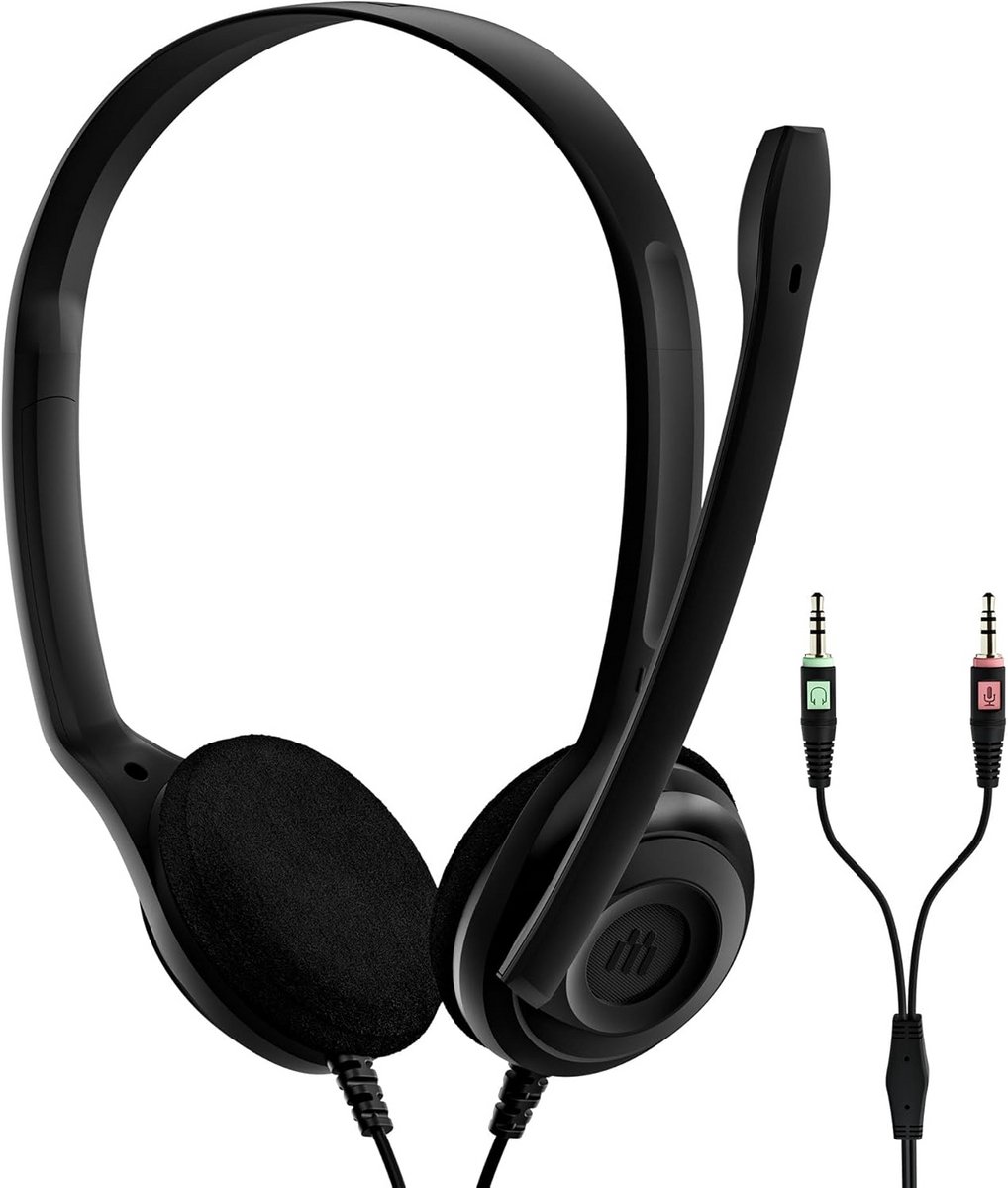Comfortabele PC Headset met Microfoon voor Bellen en Online Vergaderen - Zwart