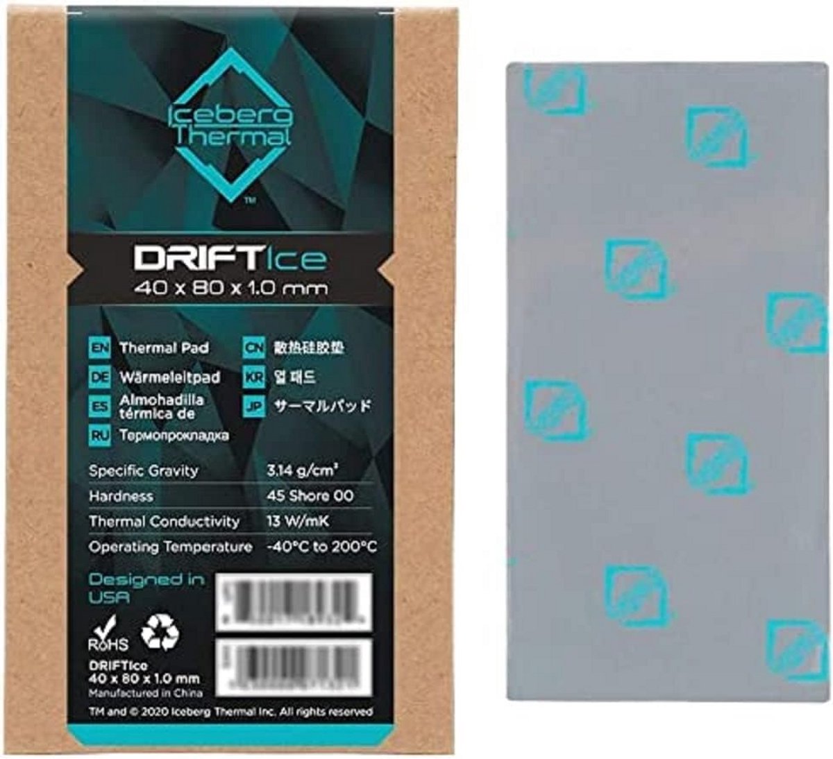 Thermische Pad 80x40mm voor Koeling - Diverse Dikte (0.5mm tot 2.0mm)