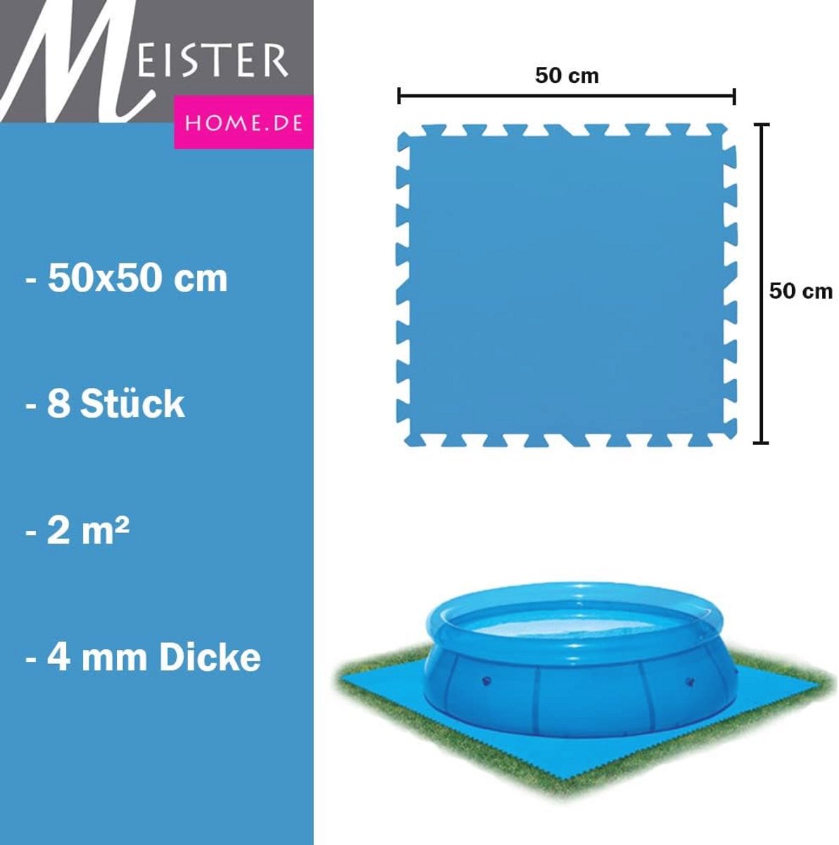 Pooltegels Set van 8 Stuks 50x50 cm - Bescherming voor Zwembaden en Vloeren