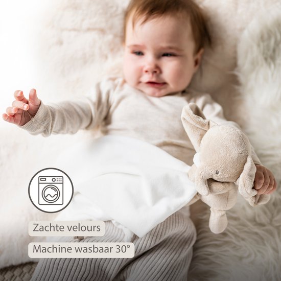 Nattou FanFan Baby Knuffeldoekje met Knuffel - 27 x 27 cm - Doudou Olifant - Baby Cadeau - Gebroken Wit van Nattou — afbeelding 3