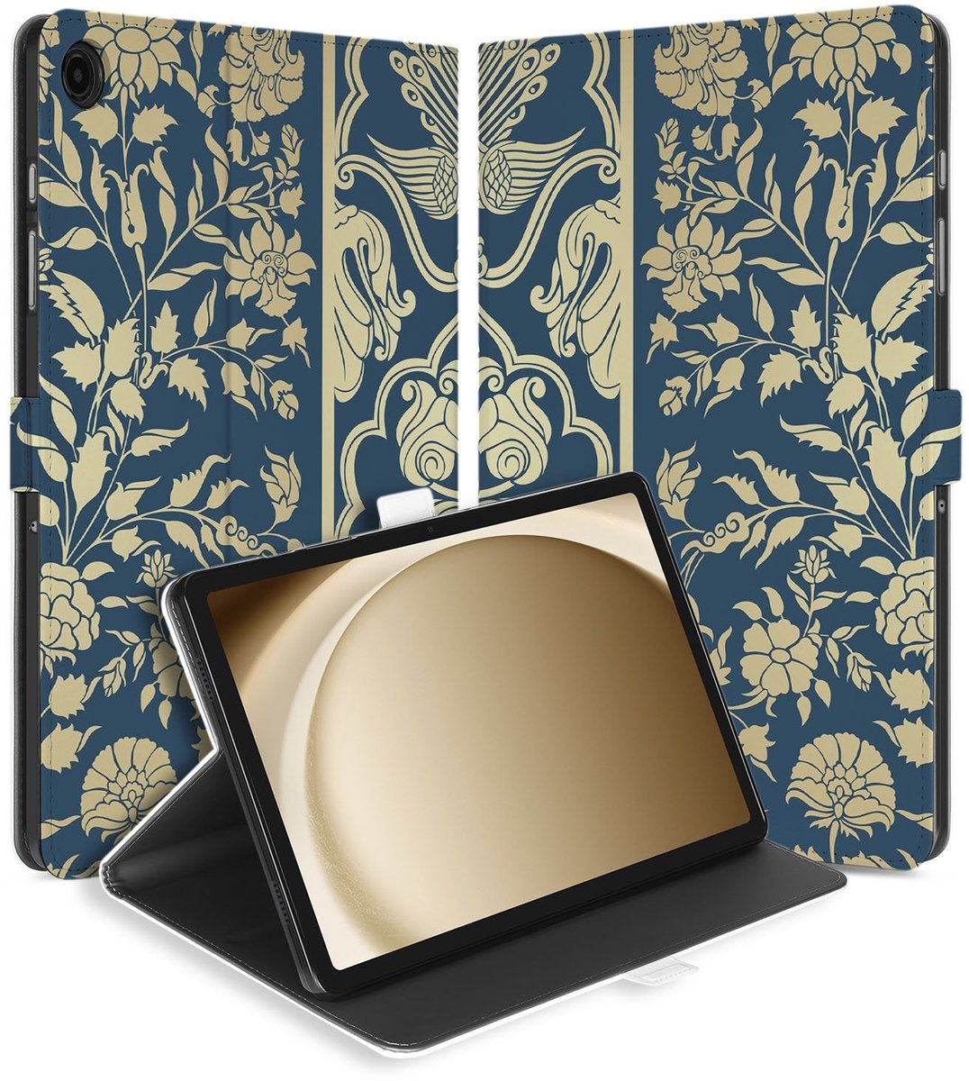 Samsung Galaxy Tab A11 Plus Book Case Hoesje met Standaard Beige Flowers