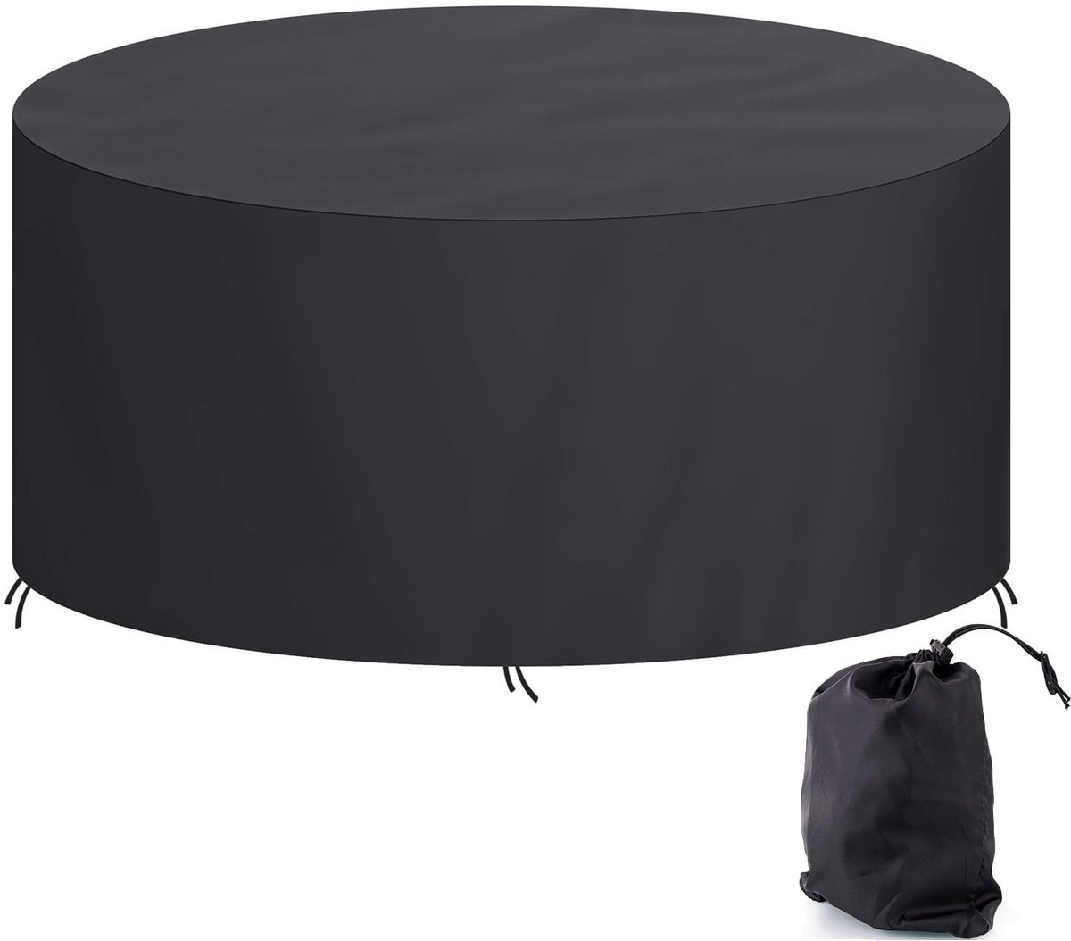 Ferocity Tuinmeubelhoes / Beschermhoes Tuinset - 158 cm x 80 cm - Waterdicht - Weersbestendig - UV-bestendig - Polyester 420D - Zwart - Tuinsethoes voor Tafel en Stoelen