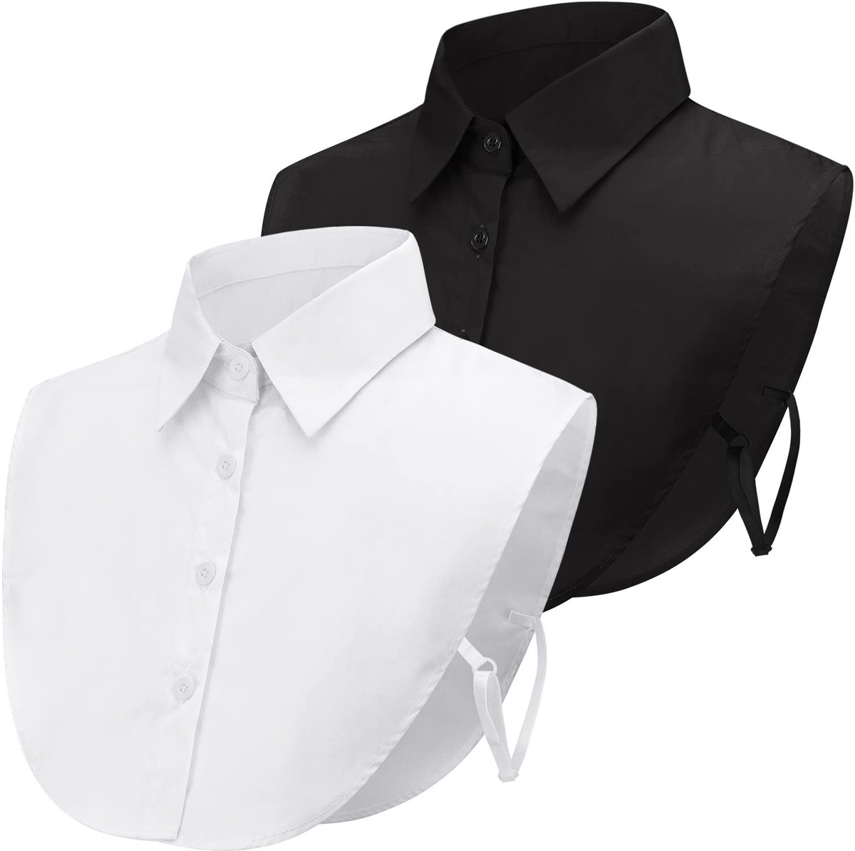 2 Pieces Women Collar Inserts with Fake Collar, Removable Collar, Removable Half Shirt Blouse Blouse Collar Insert for Women, White + Black, One Size Fits Most People, Black + White, One