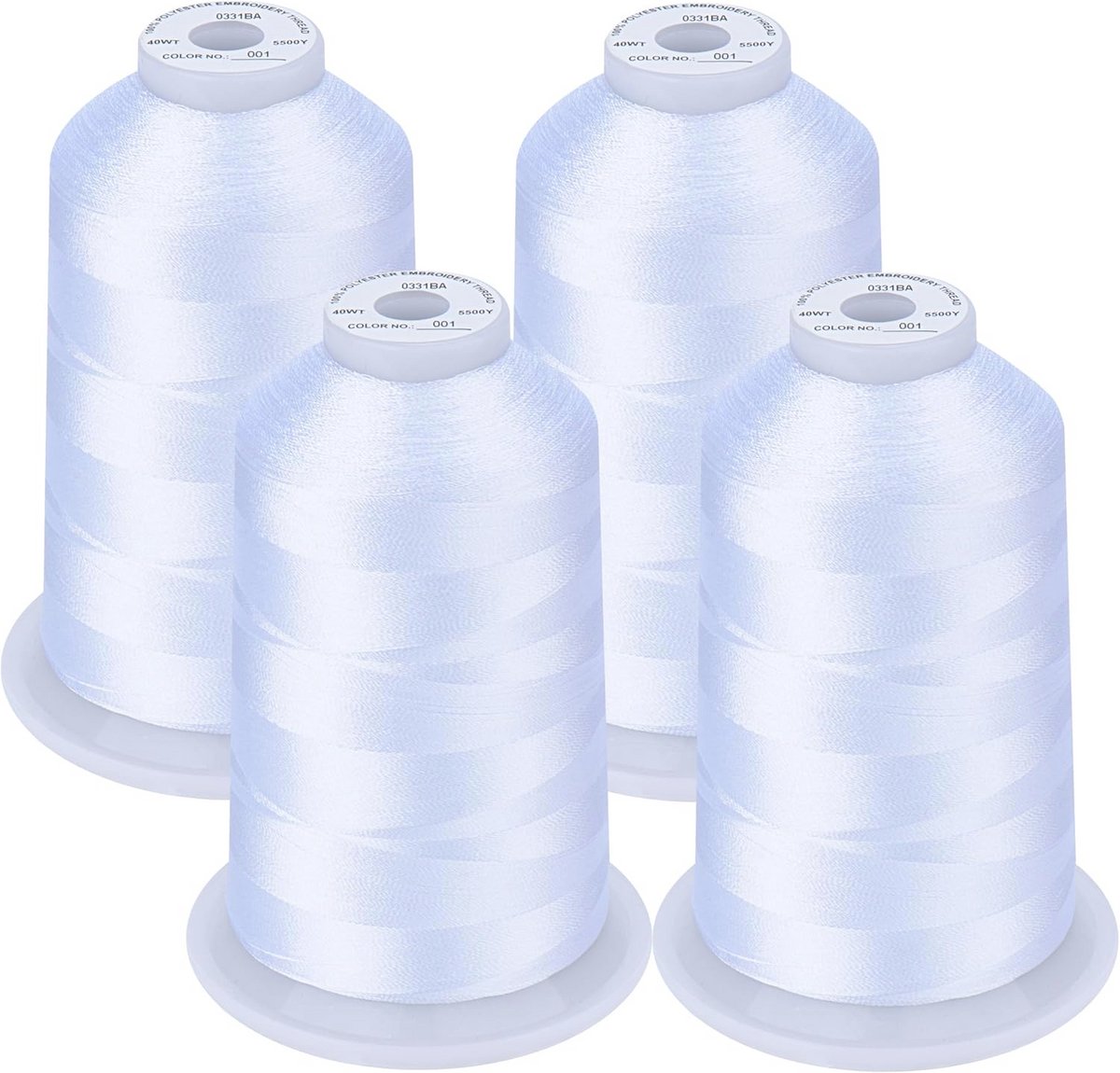 Polyester Borduurgaren 5000 m Spoelen voor Naaimachines - 4 Witte Spoelen