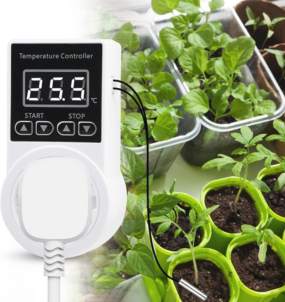 Digitale Thermostaatstopcontact voor Verwarming en Koeling met LCD-Display