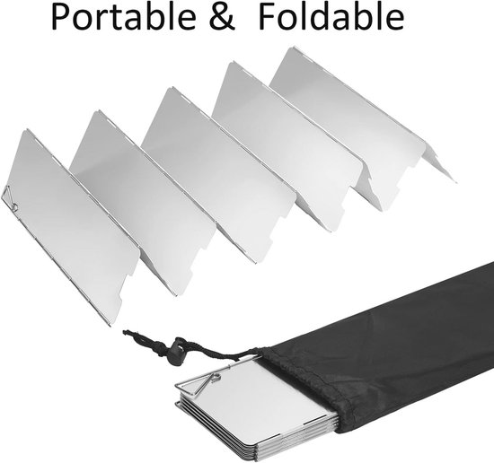 Opvouwbaar Camping Gasfornuis Windscherm van Aluminium - Ideaal voor Barbecue en Koken — afbeelding 4