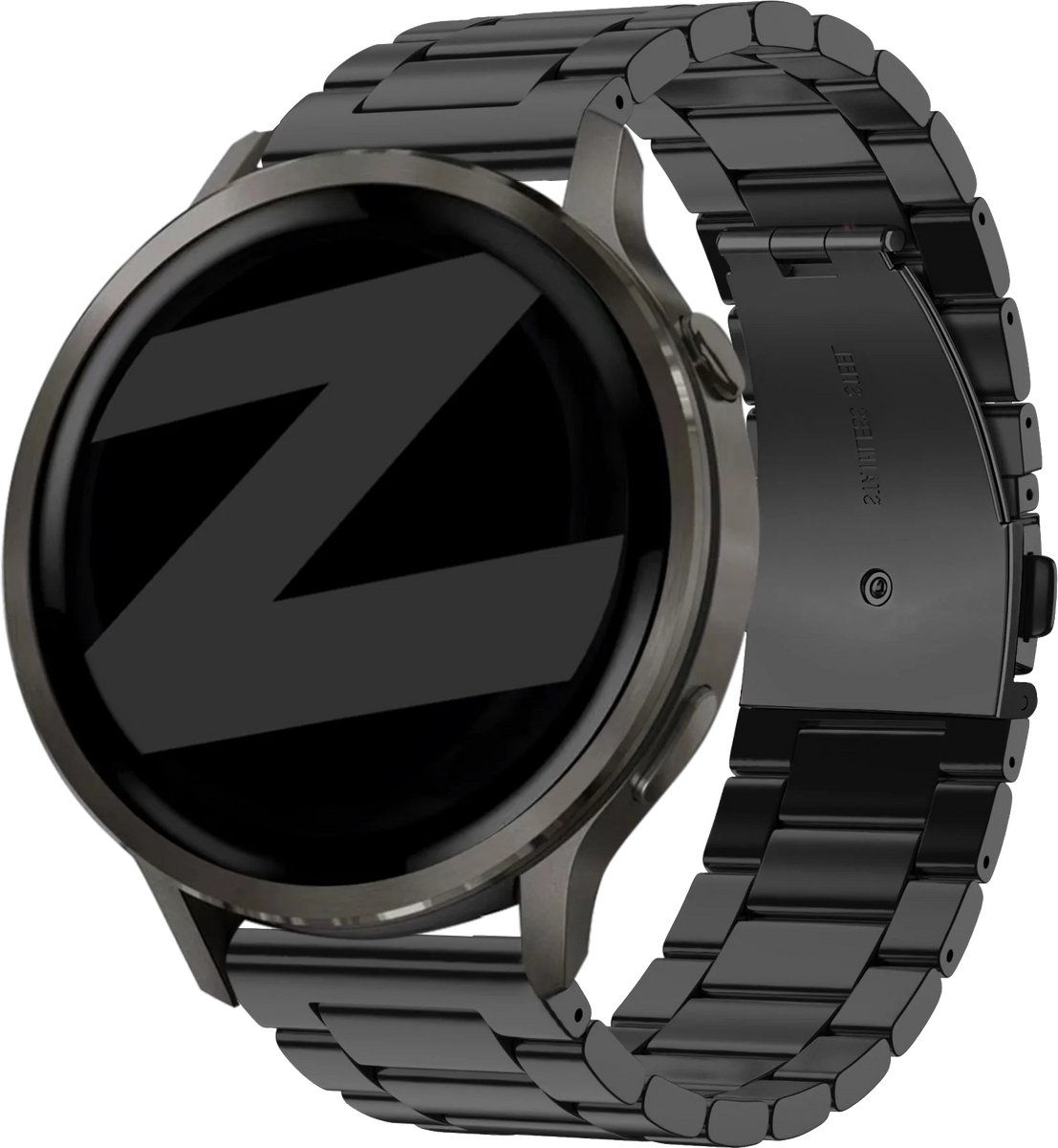 Bandz Stalen band 'Classic' (18mm) - Geschikt voor Garmin Vivoactive 4s / Vivomove 3s / Venu 2s / Venu 3s / Forerunner 255s / Forerunner 265s / Venu 4 - 41mm - Zwart