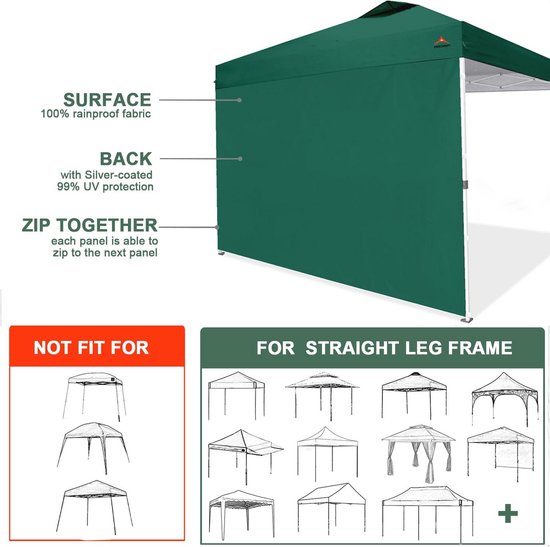 your GEAR Capri Sun Blocker 2,4 x 2 m - winddichte voorwand voor luifel, bescherming tegen zon en hitte