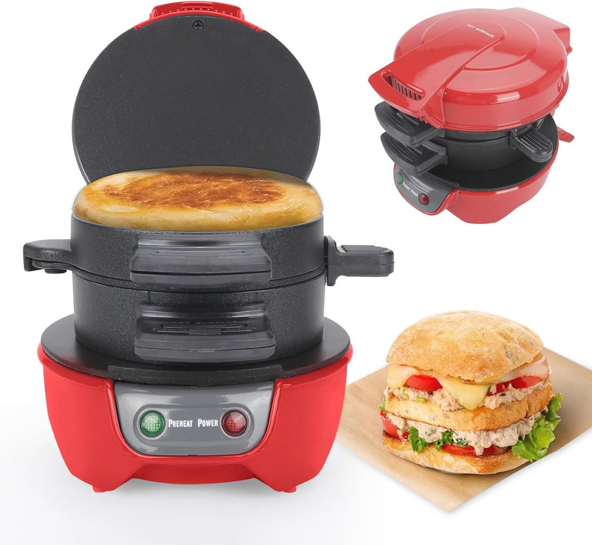Efficiënte Sandwichmaker met Antiaanbaklaag en Multifunctionele Verwarmingsplaten - 600W