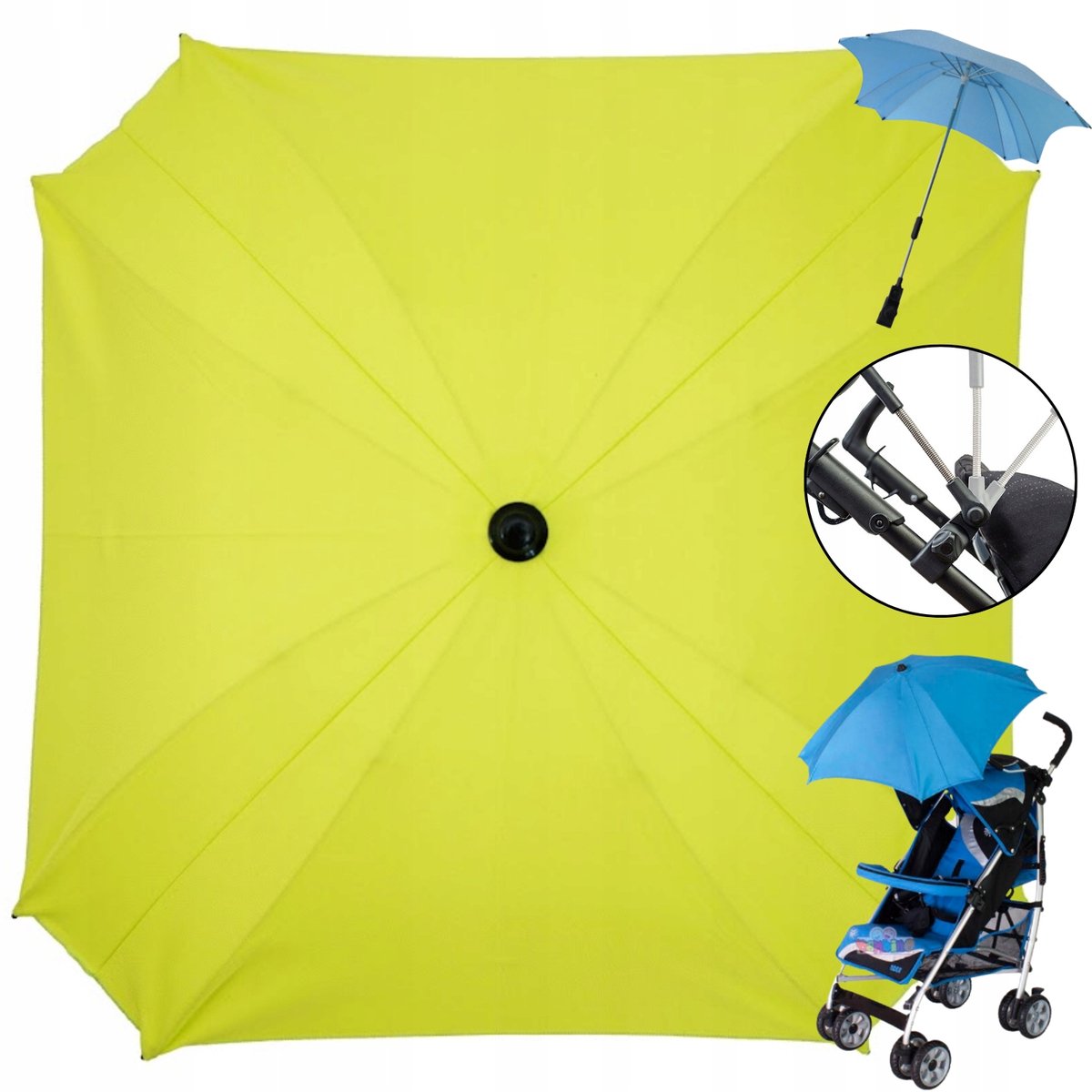Merkloze kinderwagen parasol, limegroen, UV-bescherming, universeel
