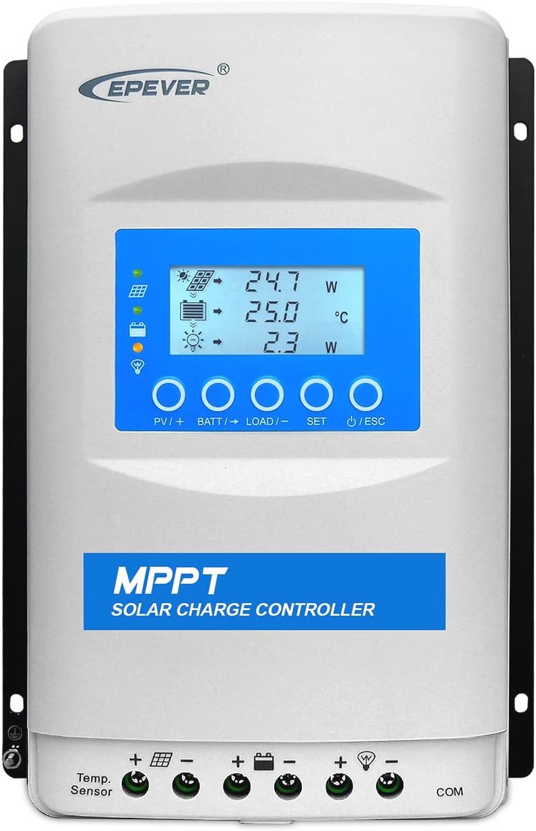 MPPT Zonne-laadregelaar 40A voor 12V/24V/36V/48V systemen - Geavanceerd LCD-display en hoge efficiëntie