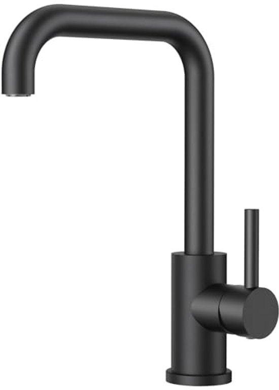 Lonheo Max Inklapbare Keukenmengkraan Zwart 360° Draaibaar, Keukenkraan Met Vouwhandgreeptegenruit Rvs Warm Koud Water Eu Model