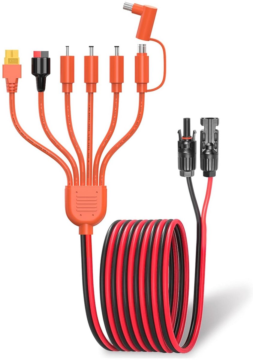 Zonne-oplaadkabel voor zonnepanelen en draagbare powerstations - 7-in-1 adapters