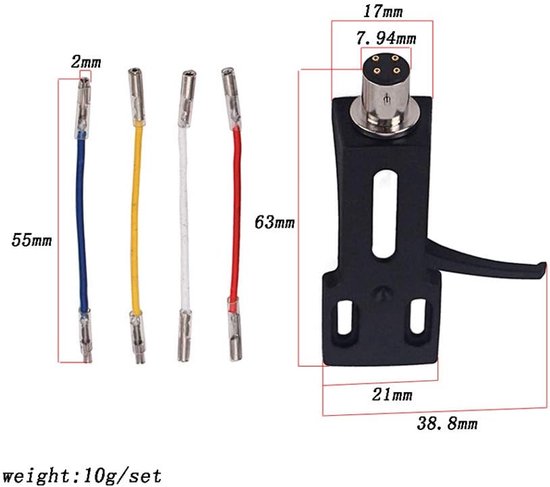 Turntable Headshell Mount - Universele Phono Headshell met 4 Lead Wires ...