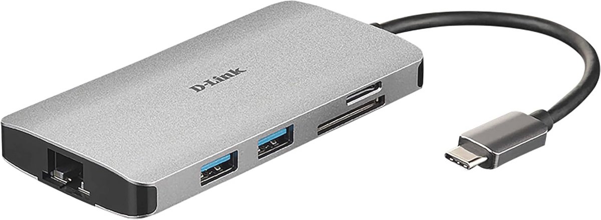 8-in-1 USB-C Hub met HDMI, Card Reader, RJ45 en USB 3.0 voor Laptop