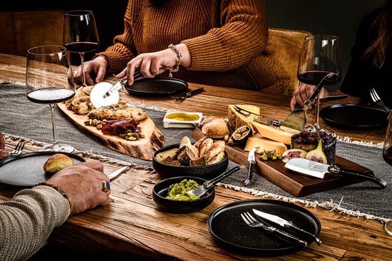 Laguiole Style de Vie - Line Premium - Coffret de couteaux à fromage 5 pièces avec plateau de service