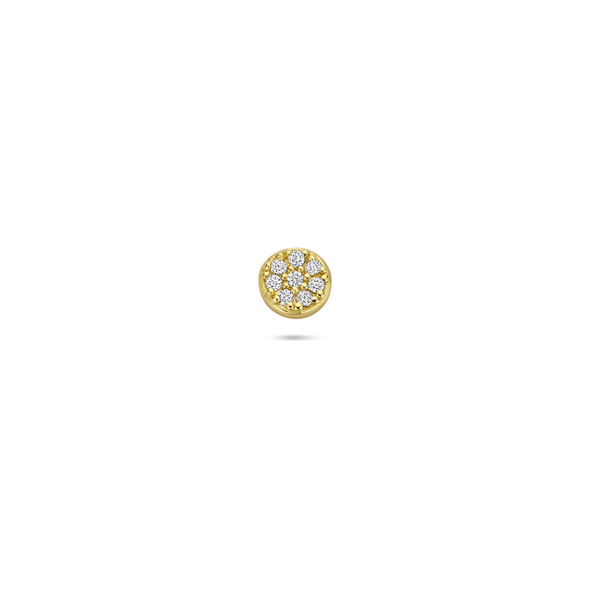 Zilveren vergulde flat back piercing rond zirkonia 4 mm 1 micron - 21