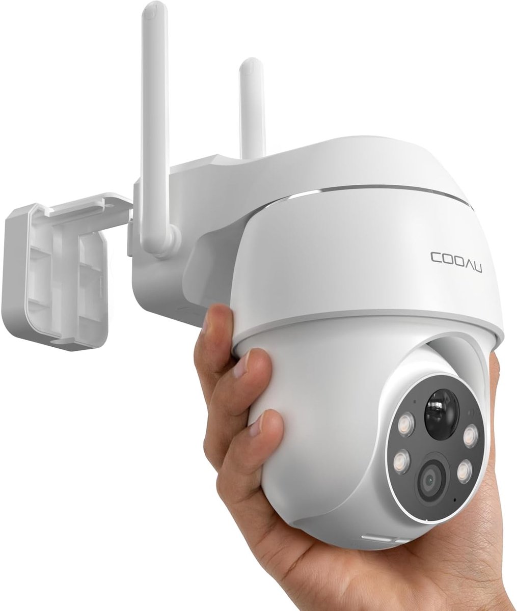 Q02 Beveiligingscamera - 3MP draadloos buiten op batterij mit- Detectie persoon/voertuig/dieren - Pan-en kantelfunctie - Nachtzicht in kleur - AI-bewegingsdetectie - 360° dekking- compatibel met Alexa en Google Assistant
