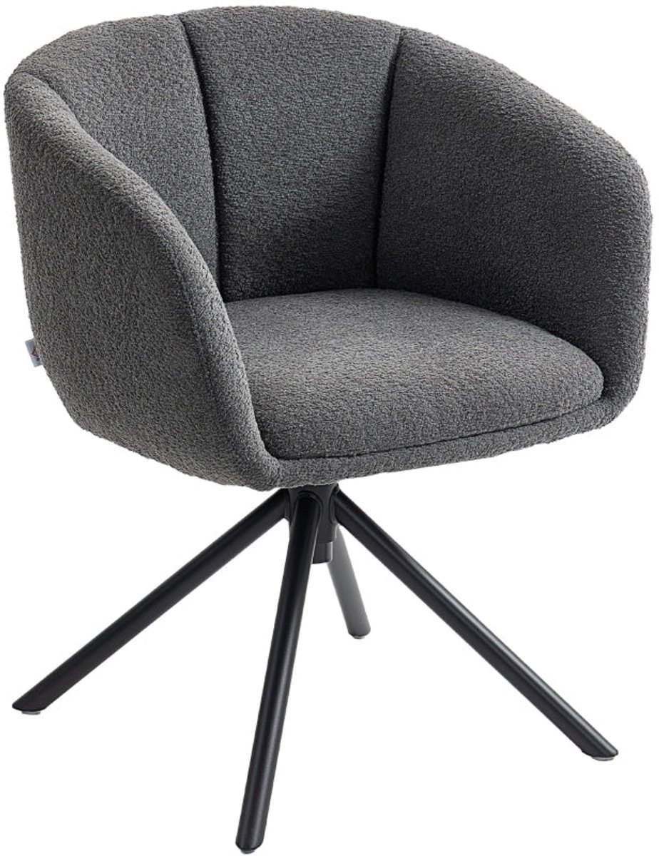 Merax Draaibare Fauteuil – Comfortabele Loungestoel – Zachte Bekleding – Ergonomische Zitkuip – Metalen Onderstel – 120 kg Draagvermogen – Donkergrijs