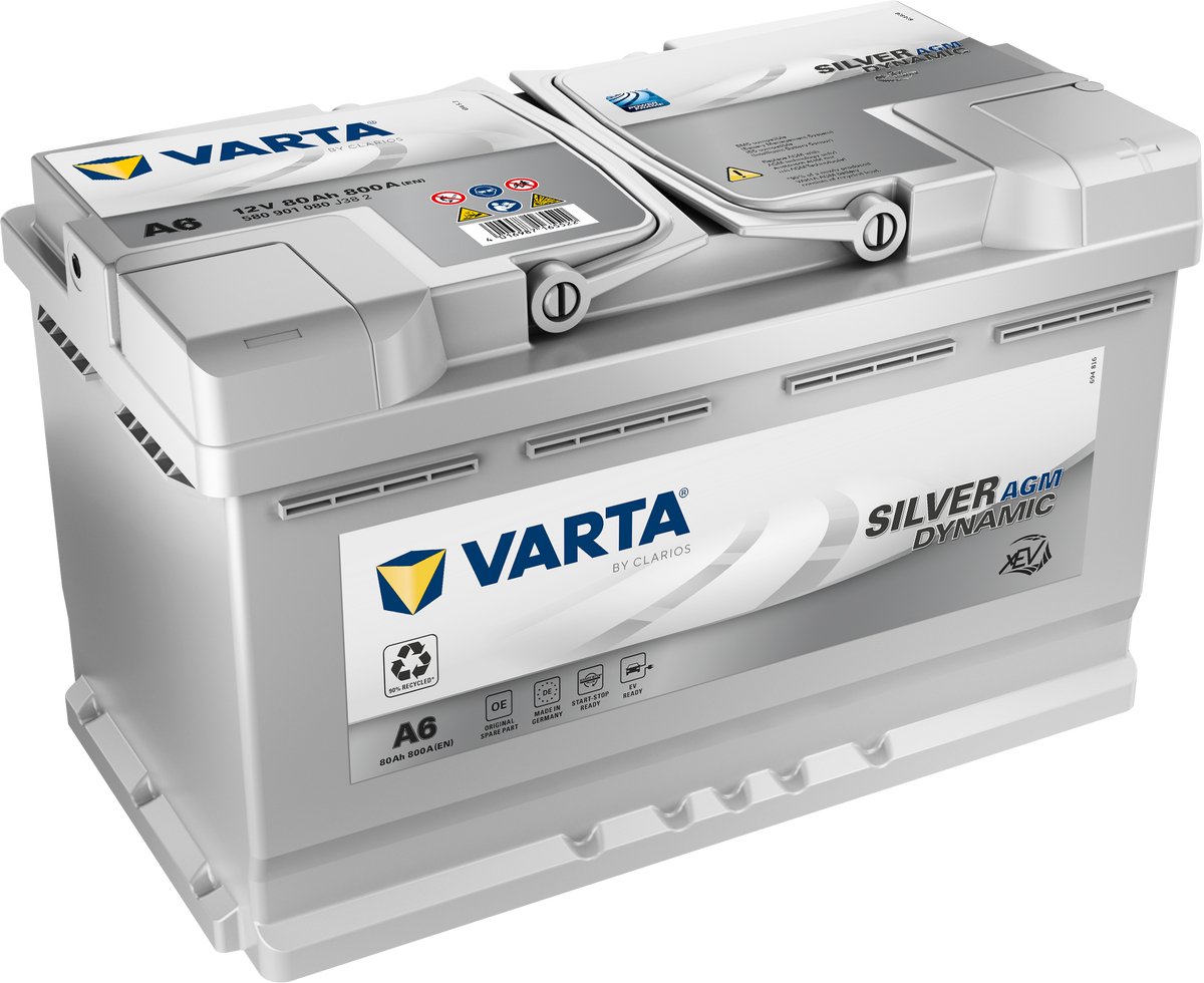 Varta A6 Silver Dynamic AGM XEV Ready 12V 80Ah 800A Auto-accu (F21)