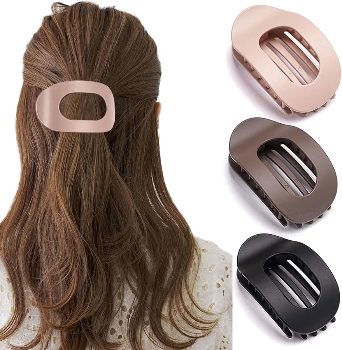 Set van 3 Platte Clips voor Dikker en Fijn Haar - Duckbill Vorm - Matte Afwerking - Groot
