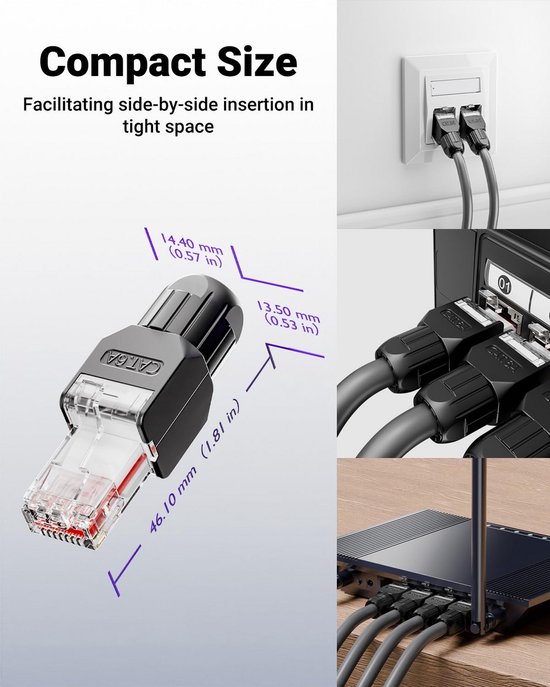 Delock RJ45-connector voor veldmontage Cat.6A met druk- en treklipje - Deze RJ45-connector van Delock RJ45-connector voor veldmontage Cat.6A met druk- en treklipje - Deze RJ45-connector van