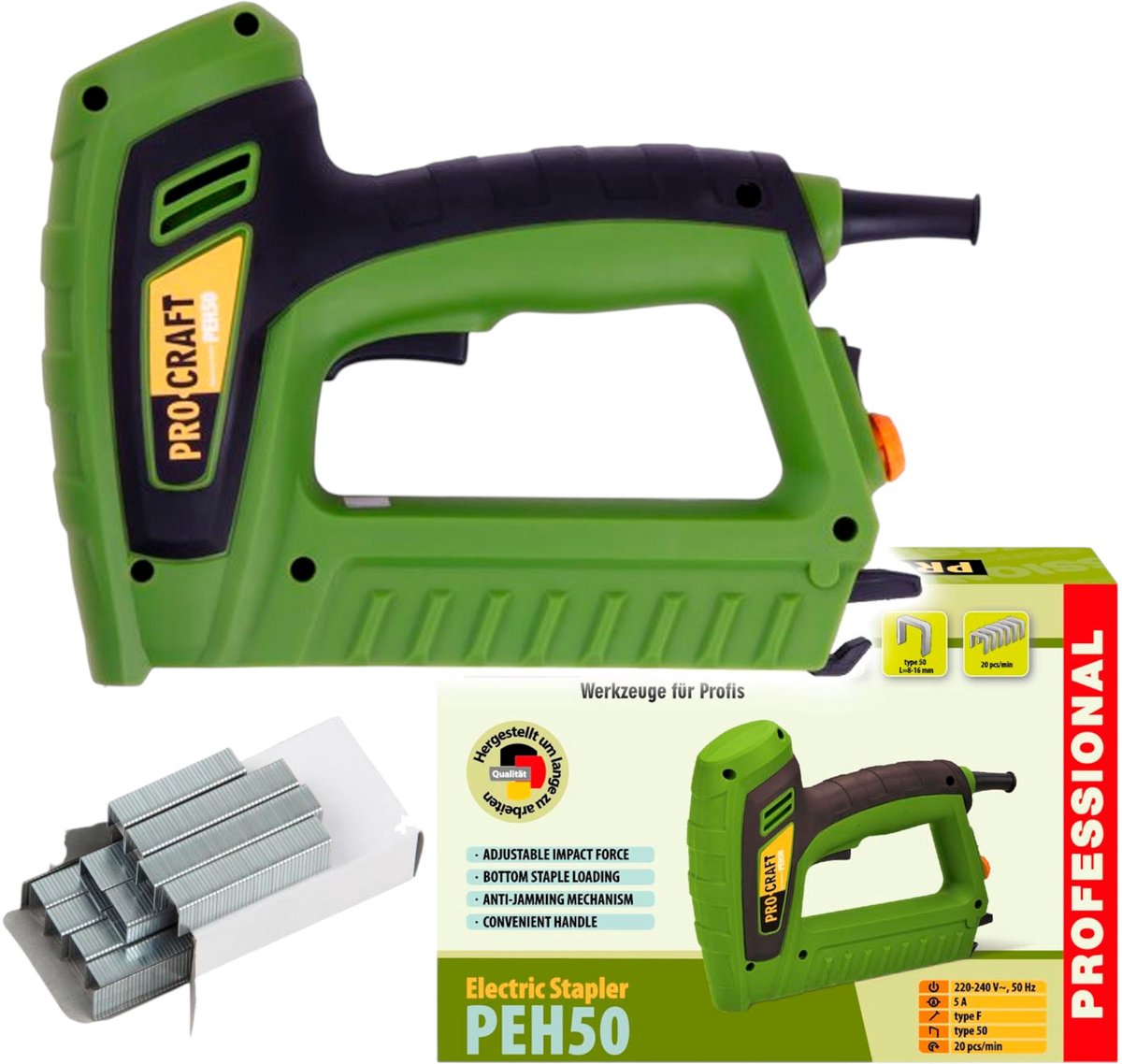 Procraft PEH50 tackerpistool 220 - 240 V 8 - 20 mm