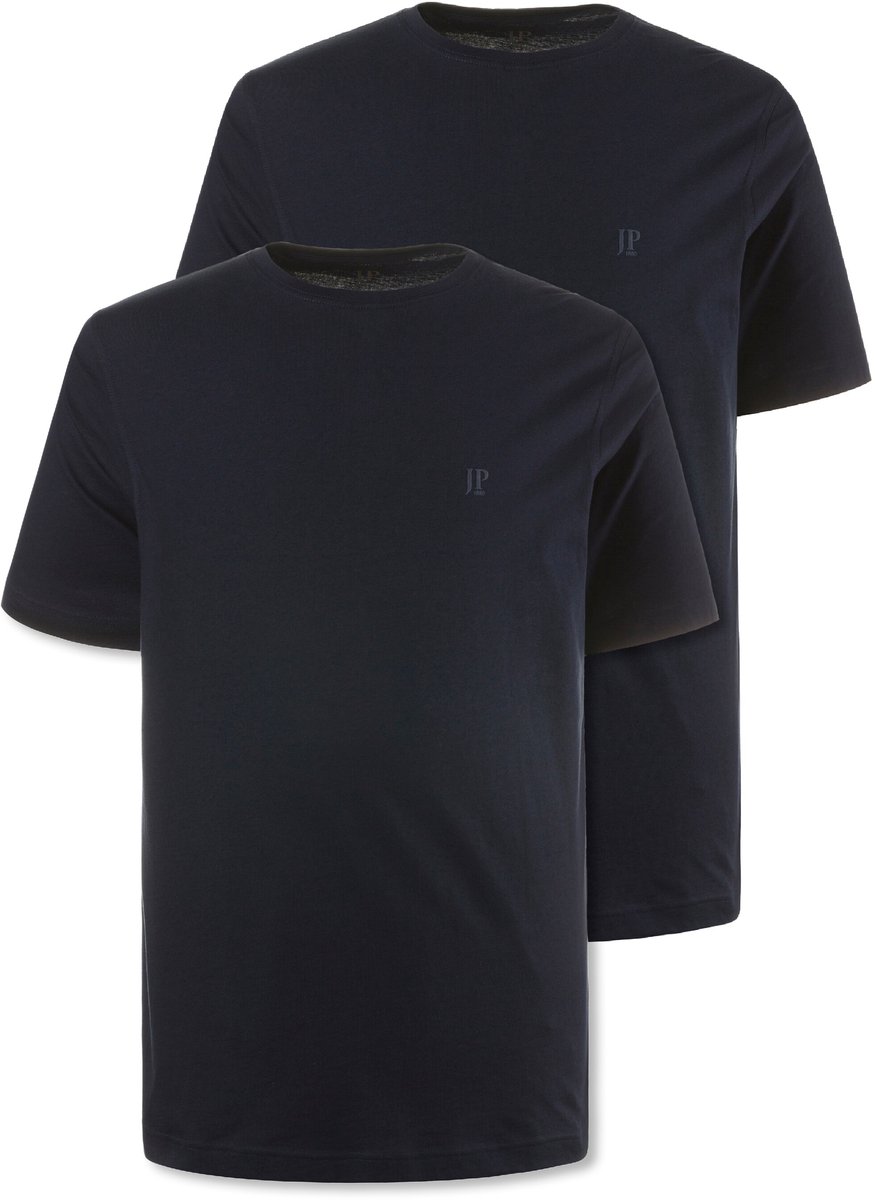 JP 1880 - Heren - T-shirts basic set van 2 ronde hals - Donkermarine - Maat L