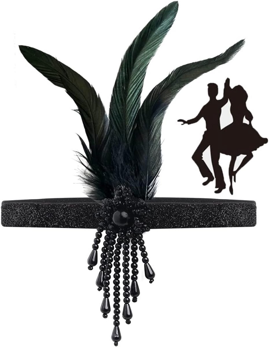 Jaren '20 Flapper Haarband met Veren voor Dames Kostuumaccessoire