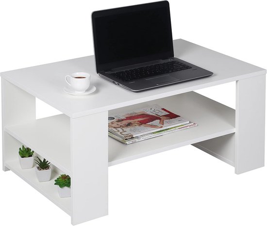 Commode SANTORIN wit met glazen front, witte kast met bovenste plank in glas met veel opbergruimte en laden voor uw woonkamer - 135 x 99 x 40 cm (B/H/D