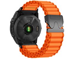 Strap-it Nylon bandje 'Outdoor' geschikt voor Garmin Fenix 8 (Pro) 51mm / Garmin Fenix 7x (Pro - Sapphire Solar) / Fenix 6x (Pro - Sapphire) / Fenix 5x (Plus) / Fenix 3 / Enduro 1-2-3 / Epix Pro / Instinct / Quatix / Tactix - Oranje