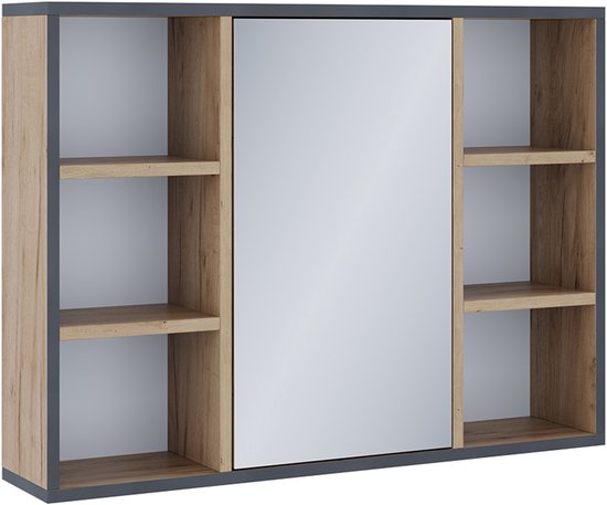 Armoire Murale Salle De Bain Avec Miroir Et éclairage LED - Antibuée, 3 étagères En Verre - Dimensions 40x12.5x79 Cm - Sans Assemblage