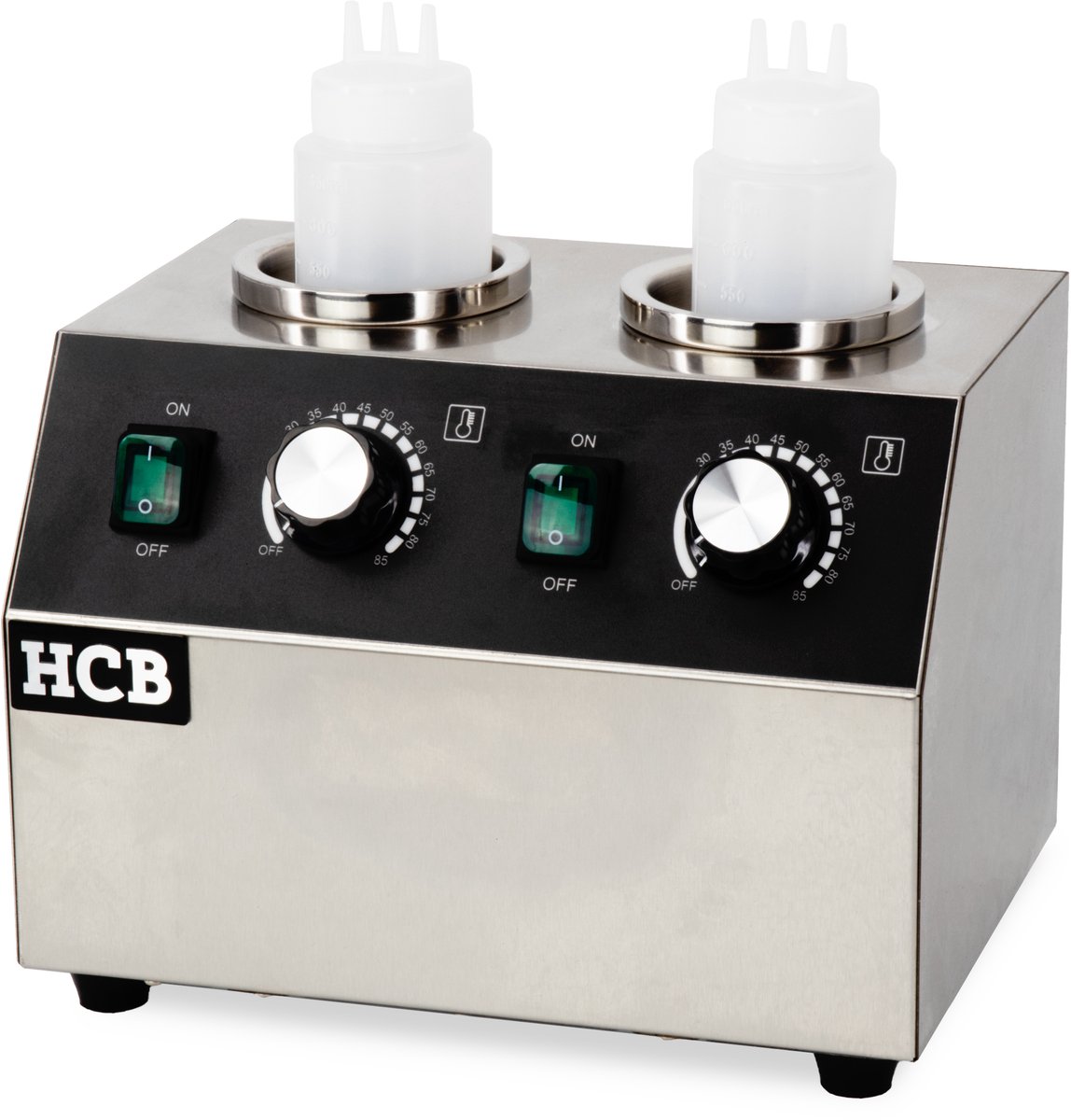 HCB® - Professionele Horeca Sauswarmer - 2 x 950 ml - 230V - RVS / INOX - 30x22x22 cm (DxBxH) - 8 kg - 7435