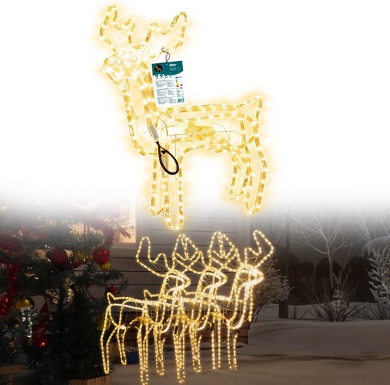 Groot Rendier Kerstfiguur met Draaibare Kop, 80cm, Warm Wit LED, Geschikt voor Binnen en Buiten