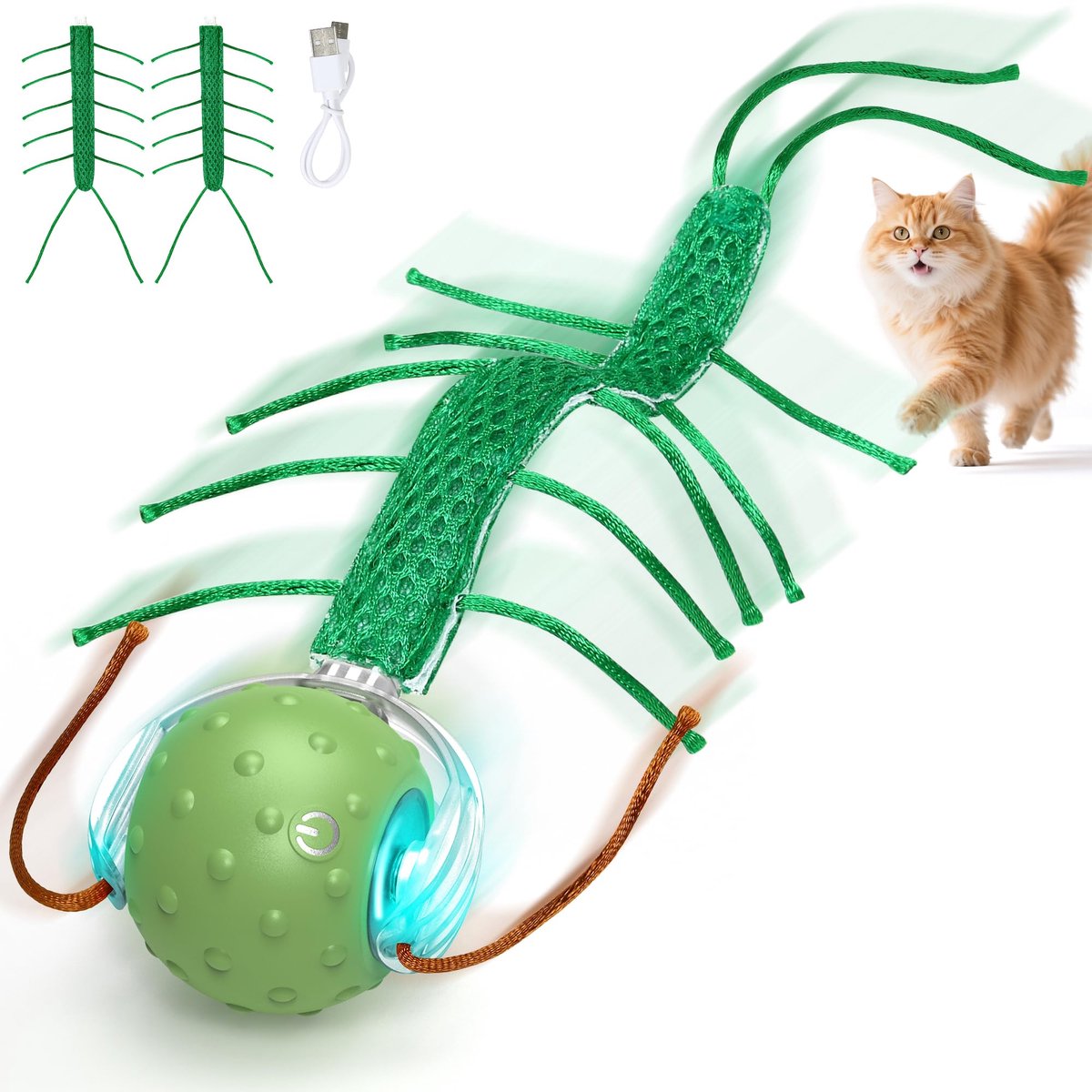 IMPERATORIS® Elektrisch Kattenbalspeelgoed – Interactief Kattenspeeltje / Automatisch Rollend Slim Speelgoed voor Katten – Oplaadbaar – Voor Interactief Spelen Binnenshuis – Geschikt voor Tapijt – 1 stuks