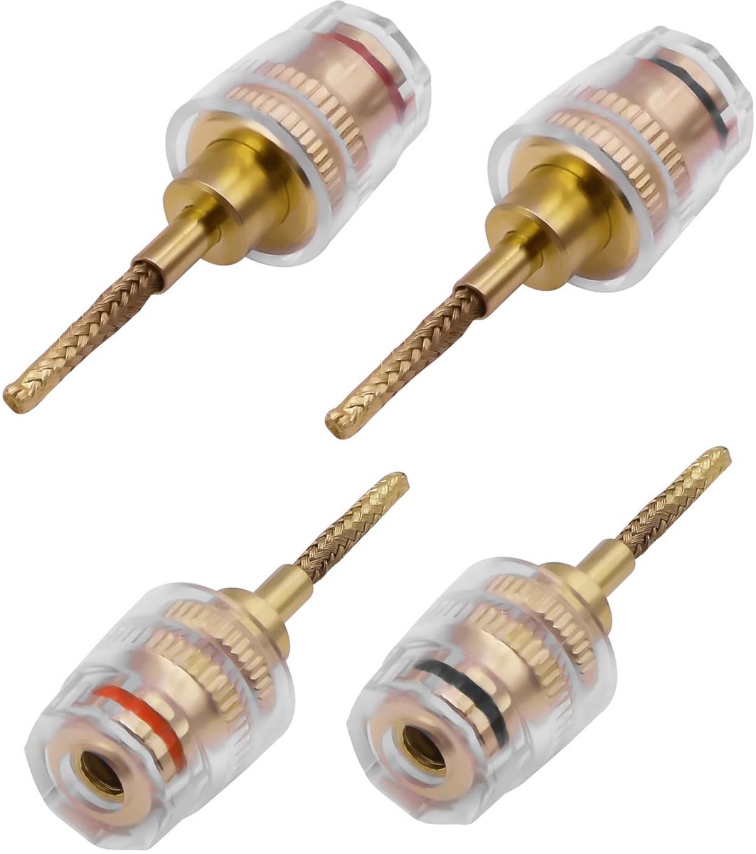 4mm Banaanstekker naar Gevlochten 2mm Pin Luidspreker Audiokabel Adapter - Zwart & Rood