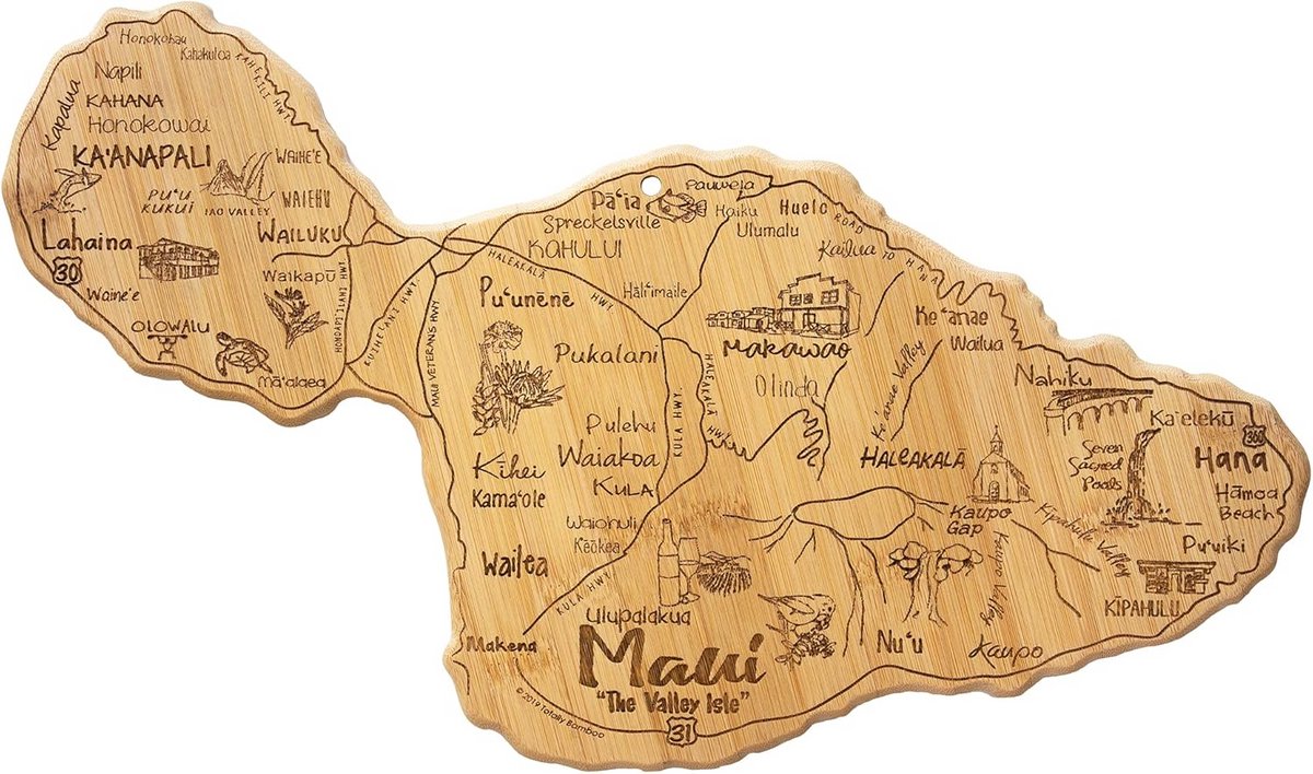 Bamboe Serving Board met Maui Print - Duurzaam en Sfeervol Servies voor Hapjes en Tussendoortjes