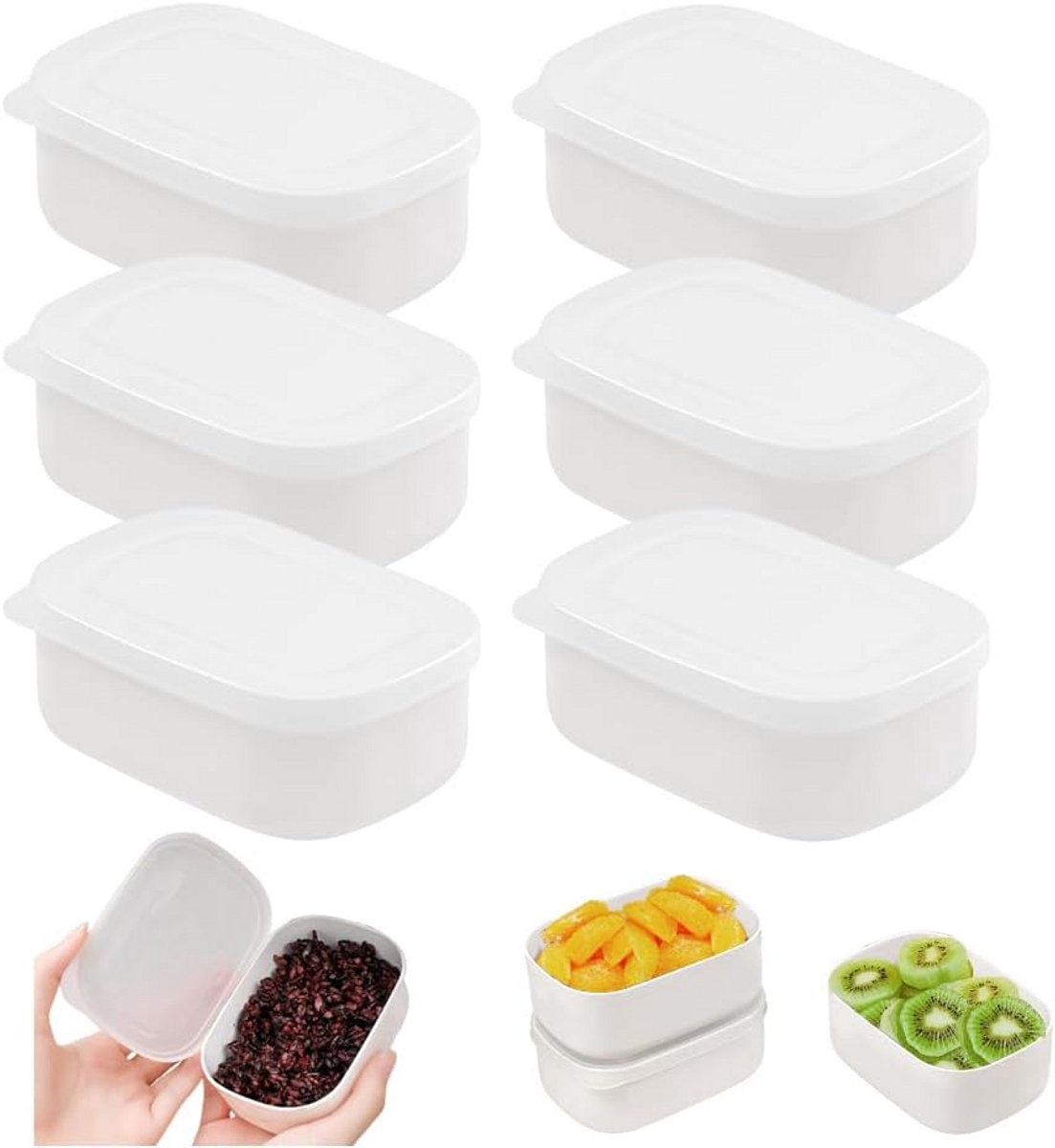 Set van 6 Kleine Lunchboxen 280ml - Luchtdicht, Magnetron- en Vriezerbestendig