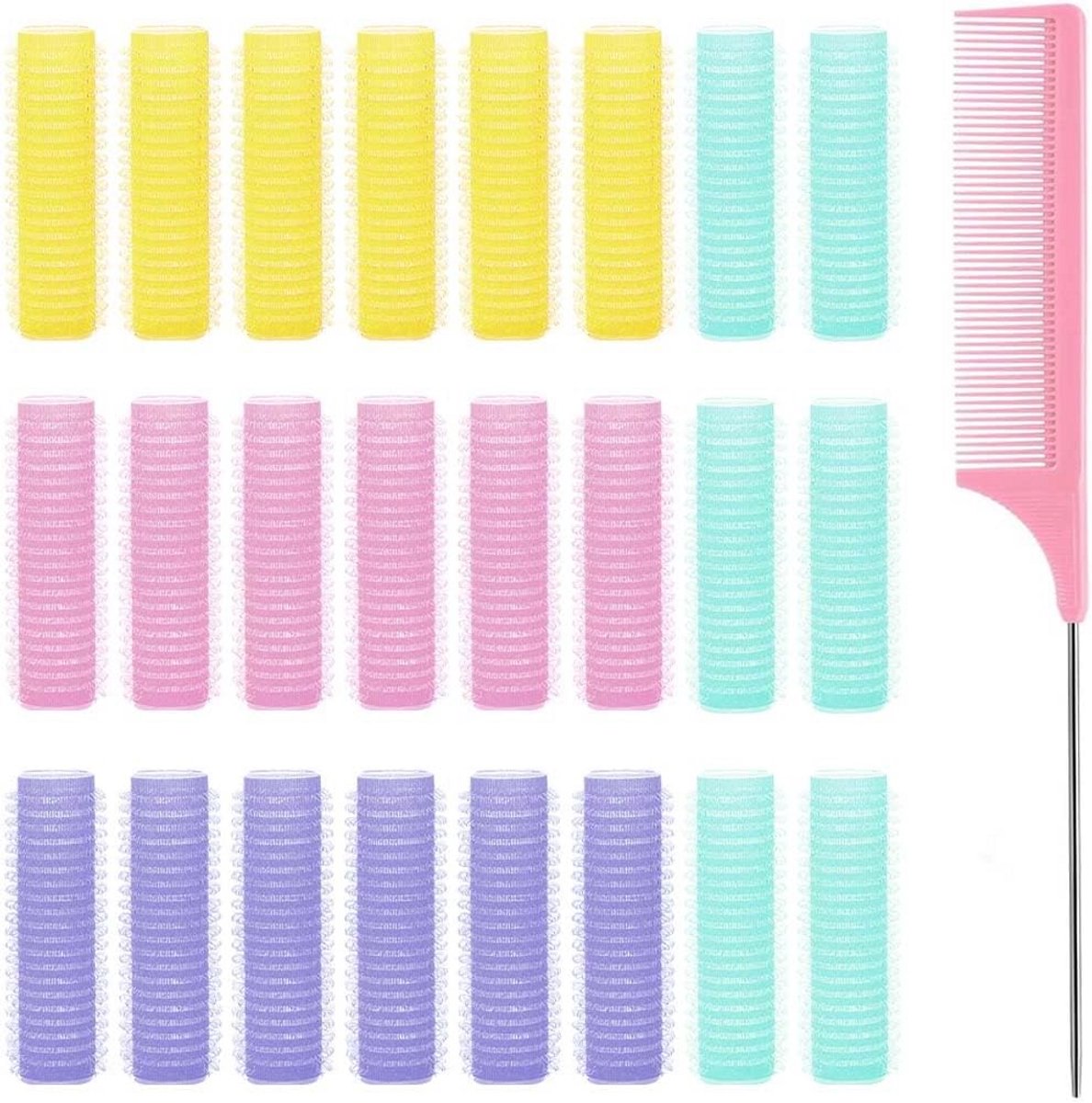 Zelfklevende Haarrollers Set met Staartkam - Hittevrije Krulset voor Alle Haartypes