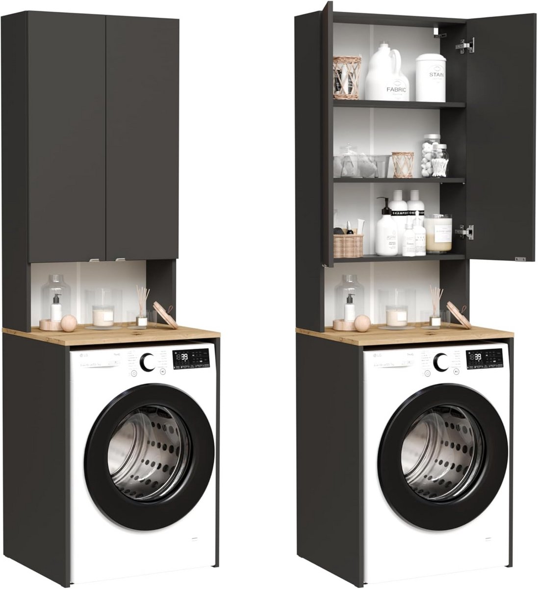 Hoge Wasmachinekast Badkamerkast Bovenbouwkast voor Wasmachine en Droger