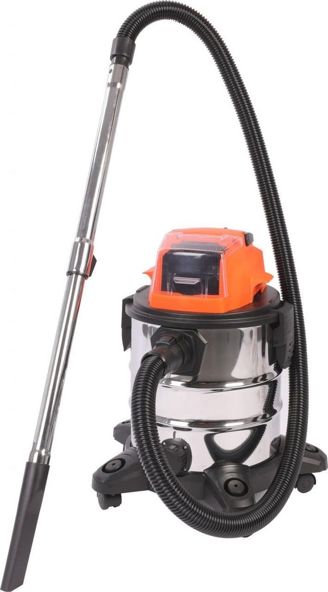 Natte en Droge Accu Stofzuiger 20 V met Roestvrijstalen Reservoir - 20 Liter Capaciteit