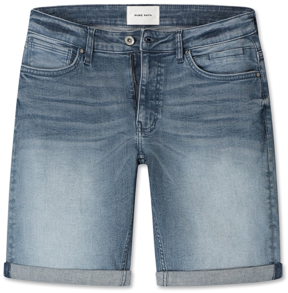 PURE PATH The Miles Slim Fit Denim Shorts Jeans Heren - Broek - Blauw - Maat 29