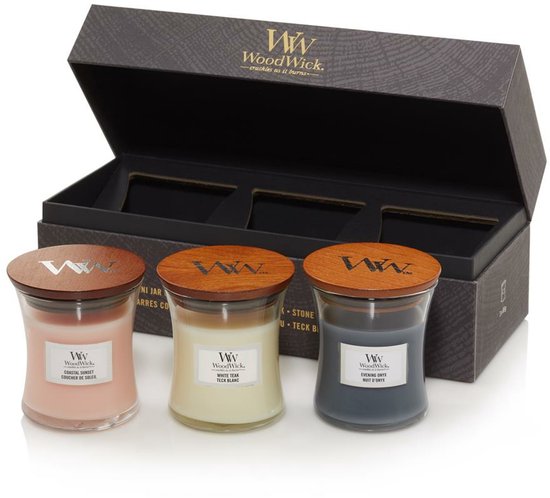 WoodWick Hourglass Geurkaars Deluxe Cadeauset - 3 Mini - Floral - 60 branduren