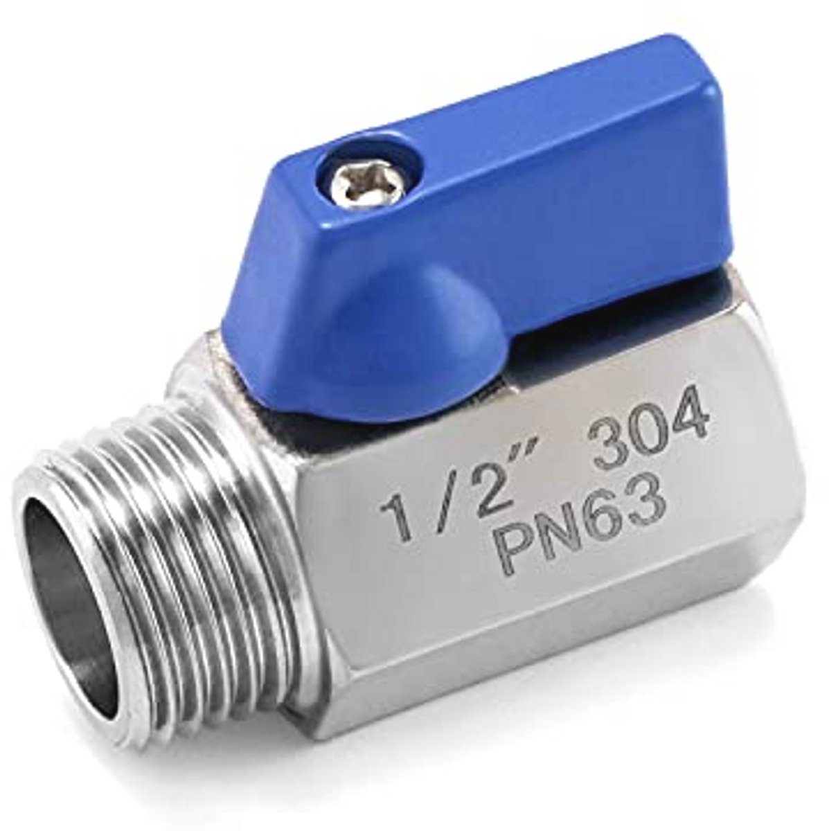 Mini Kogelkraan Afsluiter van Roestvrij Staal - Gereduceerde Doorlaat 1/2 Inch Binnendraad / Buitendraad