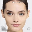 Vergelijking van gezicht voor en na L'Oréal True Match Foundation, tint 1C licht koele ondertoon.