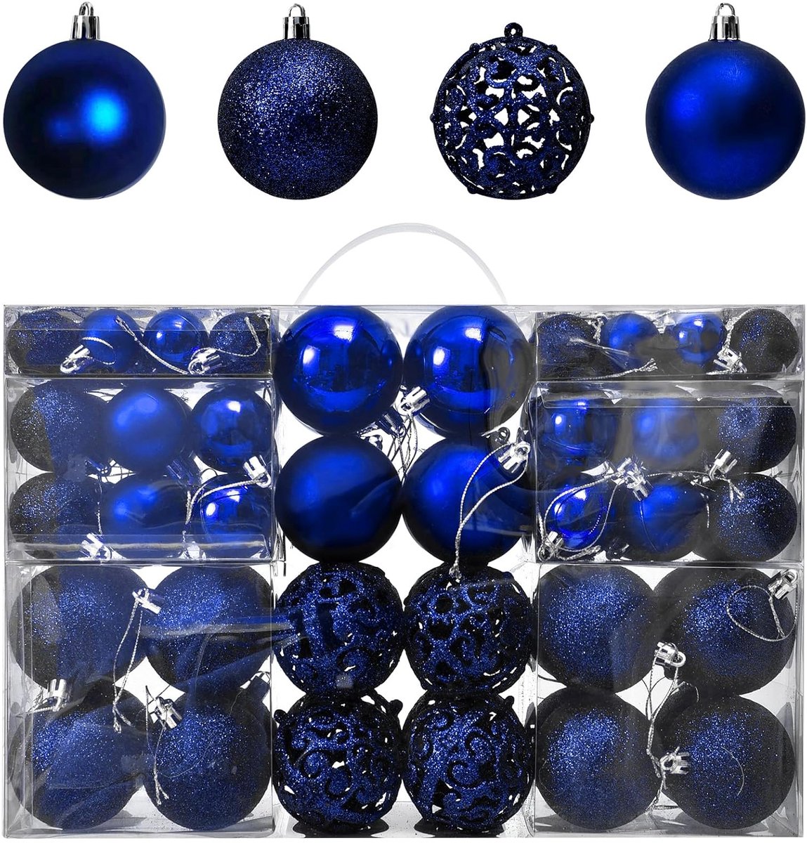 Kerstballen - 100 stuks 3-6 cm - Holle, onbreekbare feestelijke ornamenten voor kerstboom en huisdecoratie - Geschikt voor binnenhuisdecoratie - Kobaltblauw