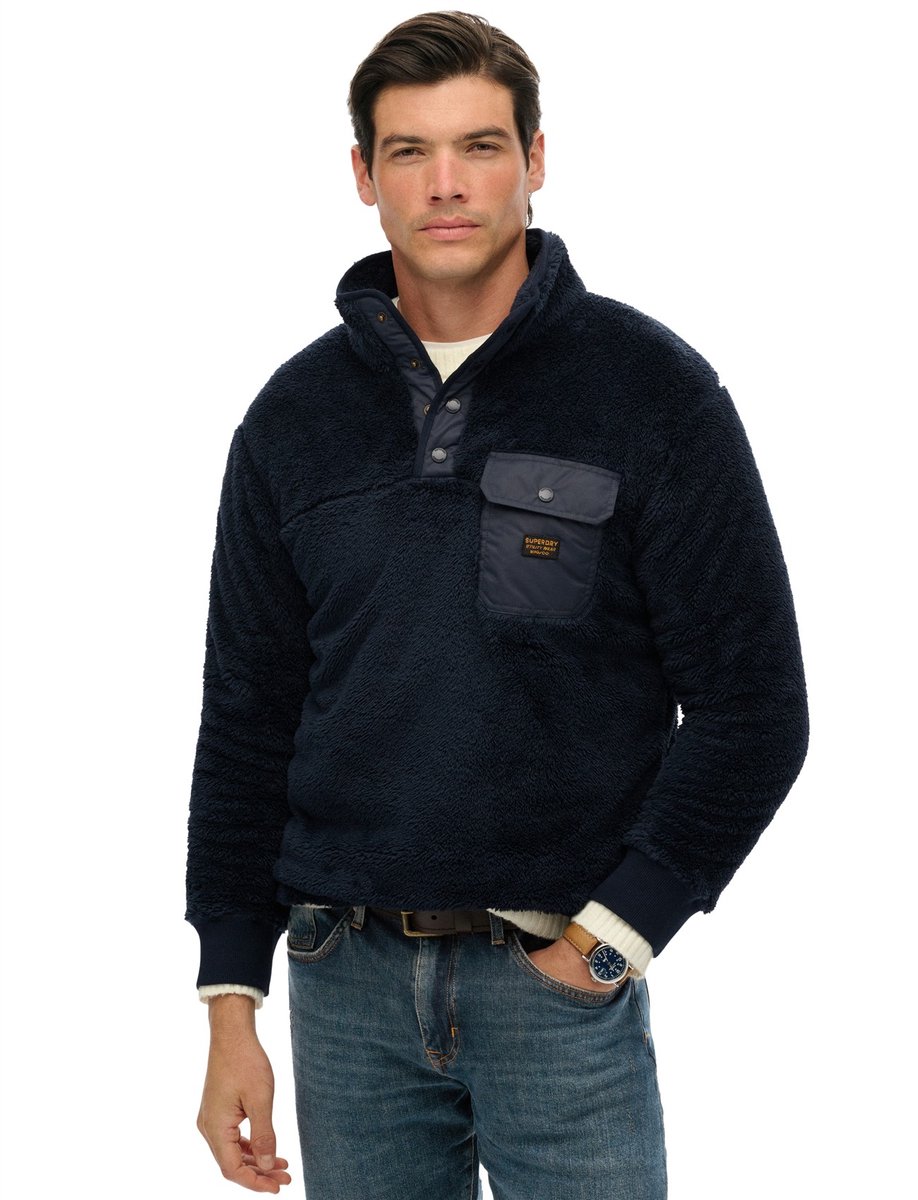 Superdry High Pile Sweatshirt Met Halve Rits 2XL Man Blauw