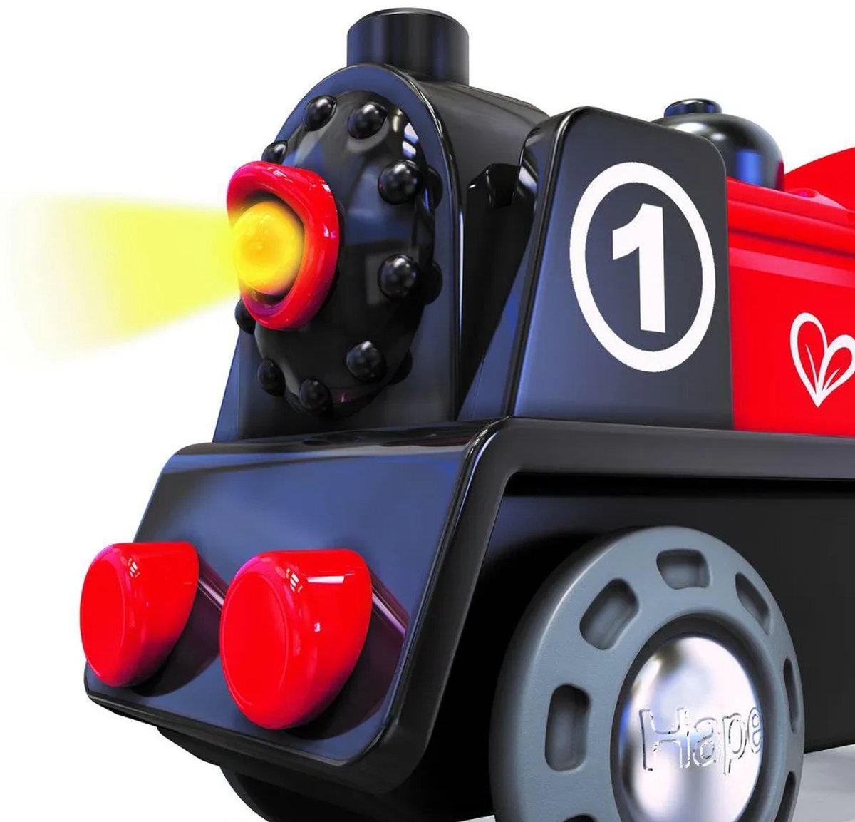 Hape Batterij Locomotief Nr. 1 - Speelgoedtrein met Verlichting en Magneet, 3 jaar+ — afbeelding 2