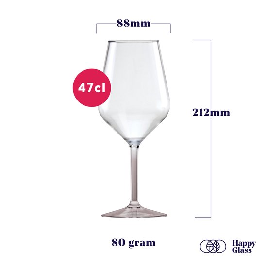 HappyGlass Lady Abigail plastic wijnglazen - Set van 4 kunststof herbruikbare wijnglazen - 47cl - Noble smoke steel - BPA-vrij Tritan — afbeelding 5