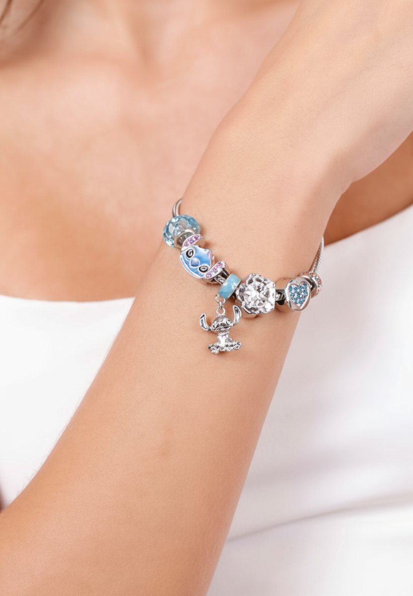 Disney - Silver Plated Stitch Charm Bracelet